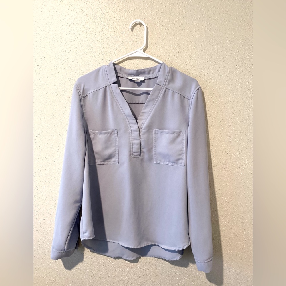 Light Blue Nine West Work Blouse